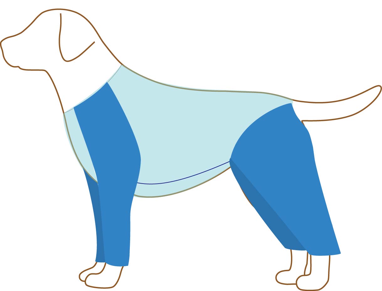 ロンパースを着た犬のイラスト